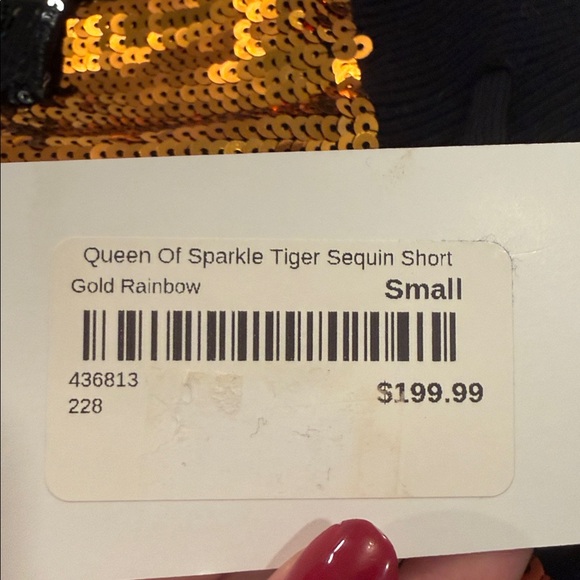 QUEEN OF SPARKLES Gold Sequin Tiger Shorts - Picture 5 of 5